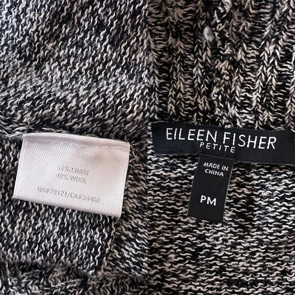 Eileen Fisher Heather Gray Linen Wool Flared Open Knit Cardigan Sweater Sz PM - Picture 8 of 9